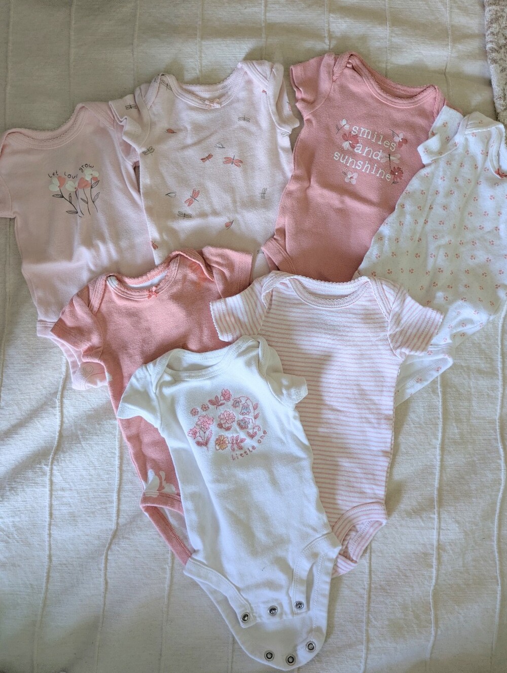 Bundle Of Carter's Pink Girls Newborn Onesies